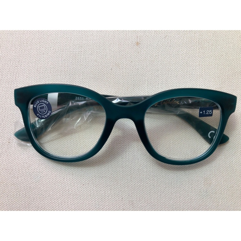 NEW TEAL BROCADE PEEPERS BLUE LIGHT FILTERING Readers‎ +1.25